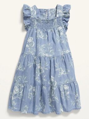 Old Navy Toddler Girl Ruffle-Trim Tiered Floral Swing Dress Size 4T